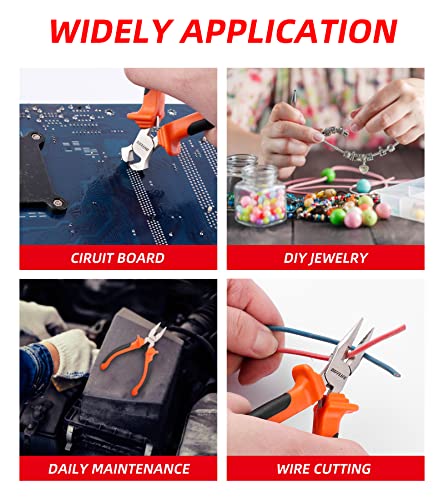 Difflife Mini Pliers Set,6-Piece Needle Nose, Diagonal, Long Nose, Bent Nose, End Cutting And Linesman, For Jewelry, Making Crafts, Repairing Electronic Devices, With Pouch (6-Piece) #TOP5