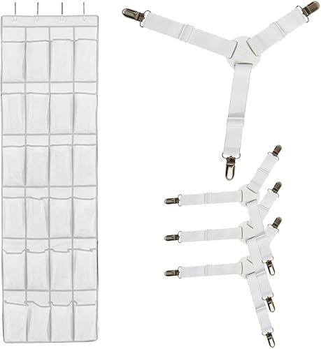 Gorilla Grip Organizador grande de zapatos de malla transpirable de 24 bolsillos y correa de cama antideslizante, soporta hasta 40 libras, sobre la