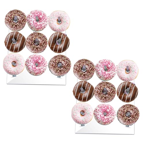 RLHDIS Donut Stand 2 Pack Donut Wall Display Stand Clear Bagels Holders Up to 54 Donuts for Party Wedding Birthday Events Baby Shower