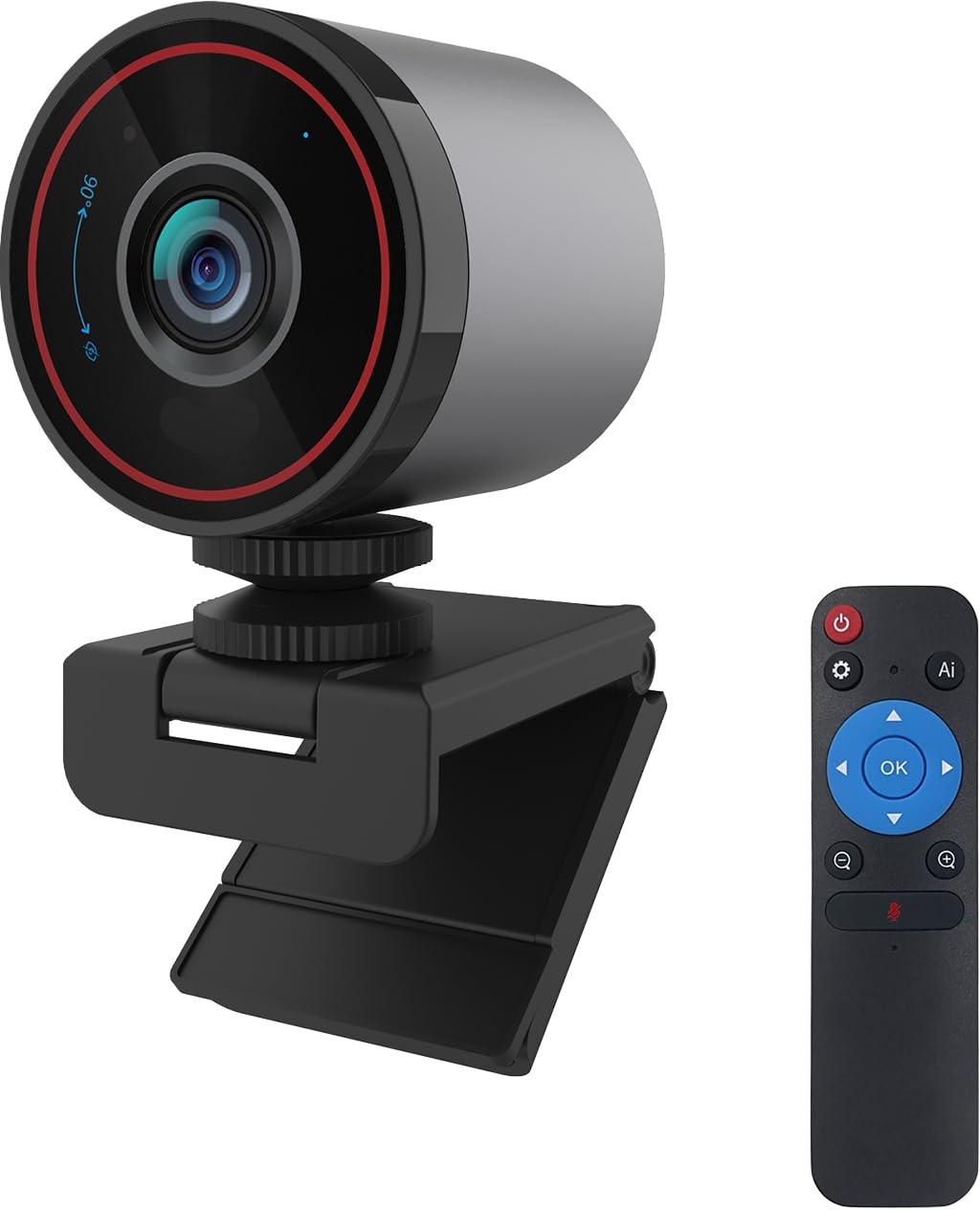 CIRICO UltraCam L52 4K Webcam, 1080P 60FPS, 90° FOV, AI Framing, Remote Control, Privacy Cover, Noise-Canceling Mic