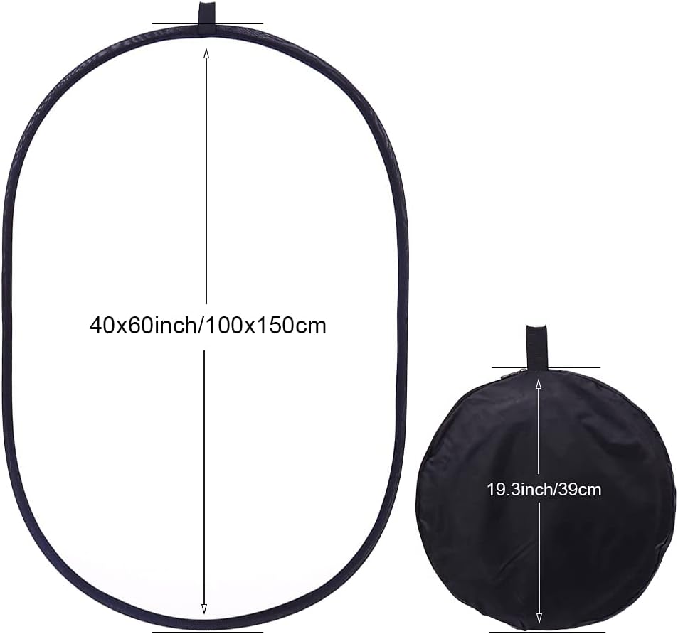 40"x60"/100x150cm Photo Video Studio Multi Collapsible Disc Lighting Reflector 5 Colors in 1 Set Translucent, Silver, Gold, White, and Black for Studio or Any Photography Situation