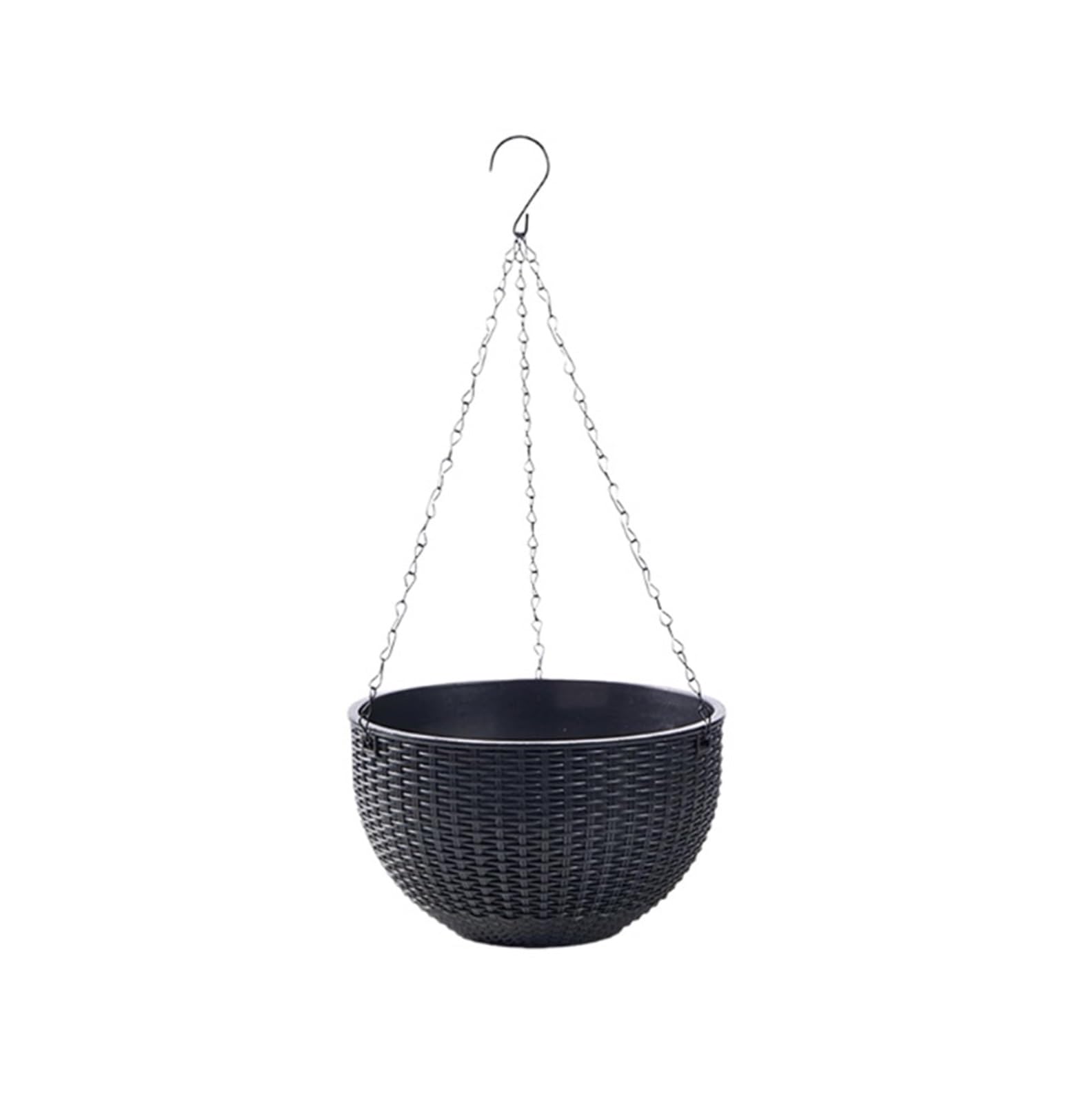 JUAKSQZYI Large Hanging Planters with Drainage and Chain Holes Hanging Basket Flower Pot for Indoor and Outdoor(Black)