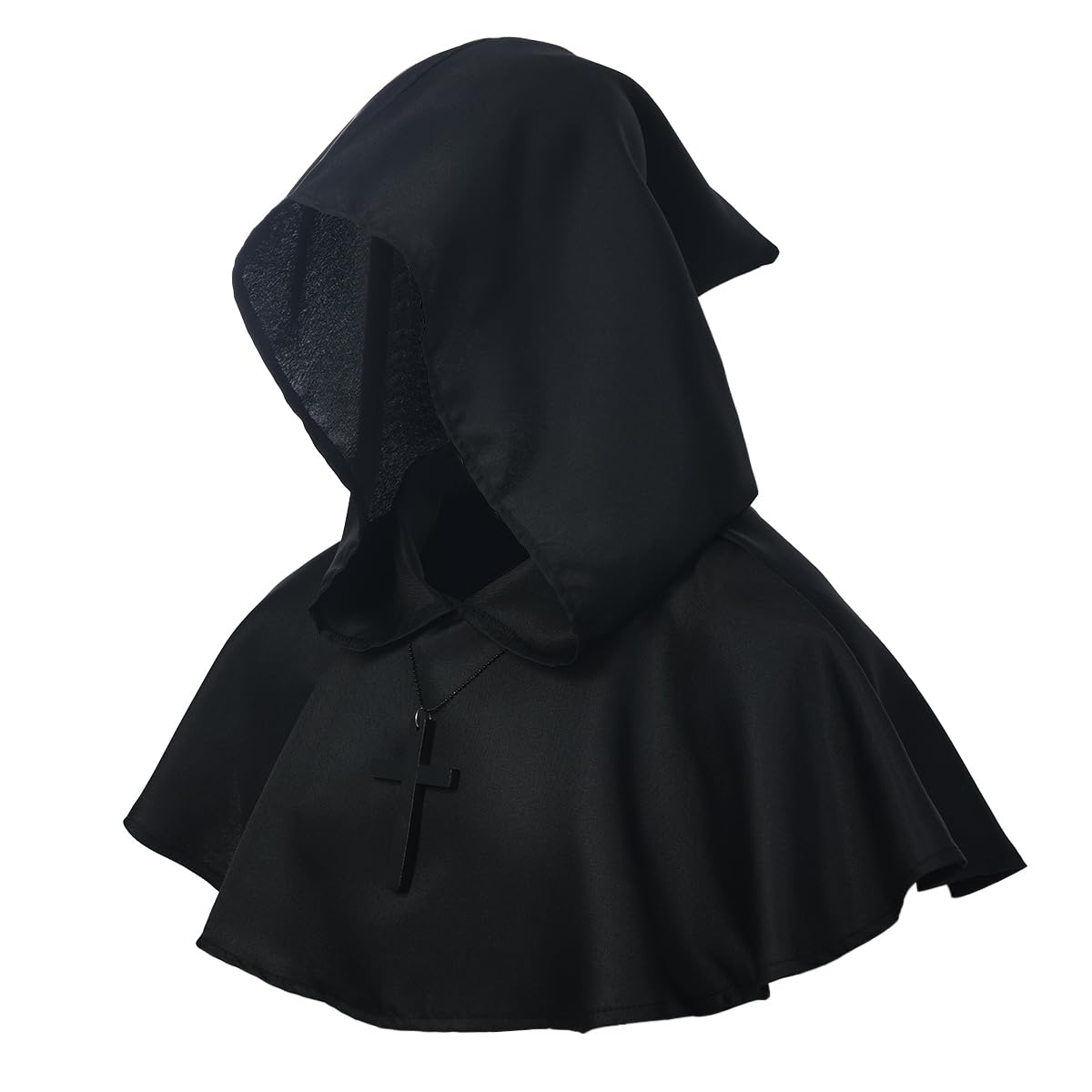 BLESSUME Medieval Hooded Cowl Cross Necklace (Black)(Size: One Size) - Image 4