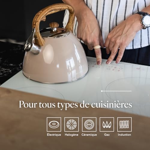 FLORINA - Bouilloire Inox (2,5 l) I Bouilloire Sifflante FRANK I Poignée Résistante à la Chaleur I Non Electrique I Induction, Gaz I Pour Thé et Café I Couleur: Brun Mat – vue 4