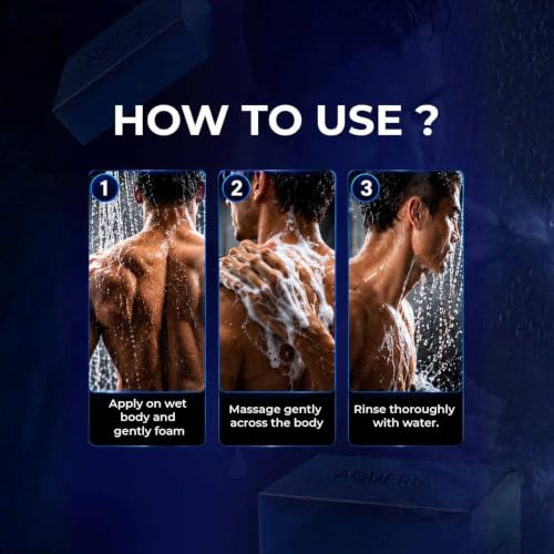 Image of Aqueria De-Tan & Brightening 2-in-1 Bath Soap for Men | Cool Water Perfume | Scrub Side for Tan Removal & Gentle Exfoliation | Smooth Side for Skin Brightening & Hydration | Deep Cleansing Face & Body Soap For Fresh, Healthy-Looking Skin | 300g (Pack of 3) | Suitable For Daily Use - Lasts Upto 90 Washes.