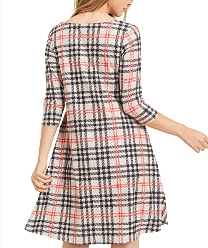 Women’s Printed Crew Neck A-Line Dresses with Pockets Casual Tropical Floral Novelty Animal Christmas Patterns3