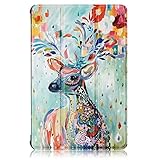 Xuanbeier Funda Ultra Delgado para Huawei Matepad T10S 10.1" AGS3-L09/W09 y T10 9.7" AGR-L09/W09 PU Funda de Piel con Función de Soporte,Ciervo