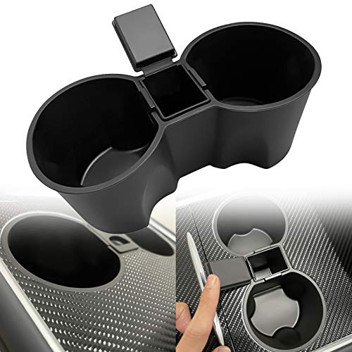 KMFCSHS Porte-gobelet pour console centrale Tesla Model 3/Y - Antidérapant - Pour pièces de monnaie, bouteilles d'eau - Accessoires en silicone - Noir Cover