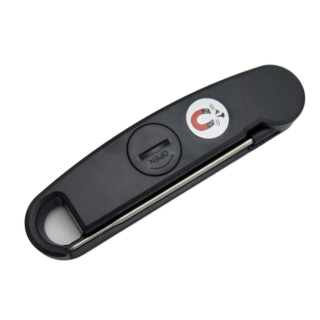 Thermomètre à Lecture instantanée, thermomètre numérique étanche pour Cuisson de la Viande/avec sonde Pliable, thermomètre à Viande Barbecue pour Griller, Noir (Noir)