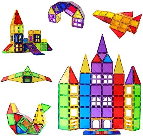 Magblock 70pcs Magnetic Building Blocks Kids Magnetic Tiles Creativity Educational construction Toys Building Blocks for Boys Girls baby toddler gift