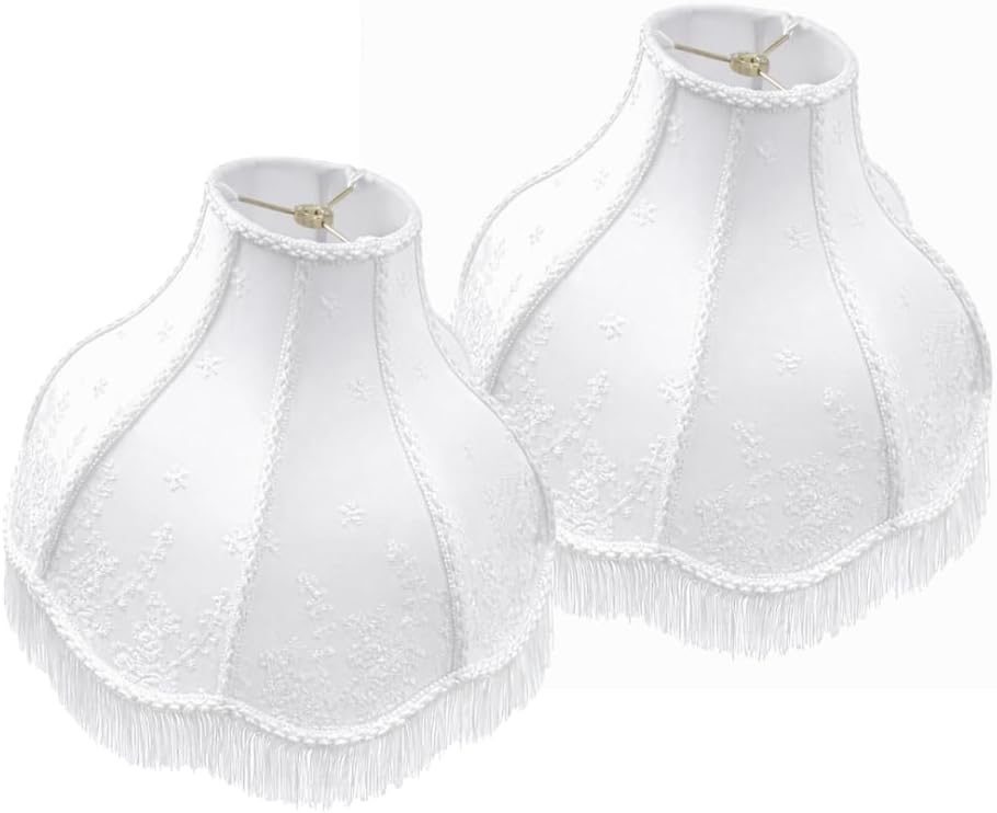 Royal Designs, Inc. VS-1001-13WH-2 Victorian Scalloped Fringe Lamp Shade, 4 x 13 x 10, White, 2-Pack, No Assembly Required