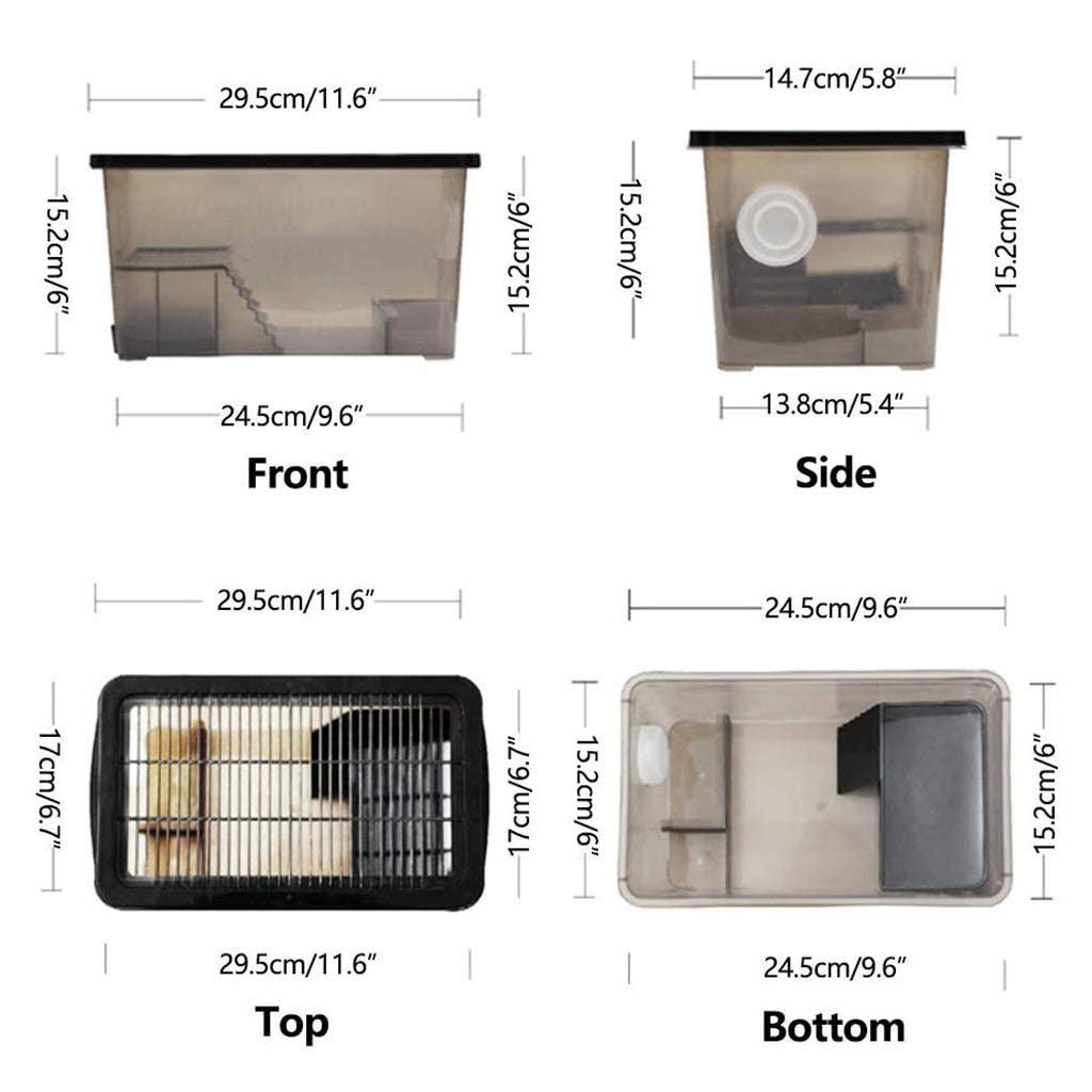 Terrario para Reptiles Incubadora de Calefacción Transparente para Mascotas Hábitat Anfibio Lagarto Camaleón Terrario de Serpiente Araña Fácil de Mover (Negro 29,5 * 14,7 * 15,2 cm)