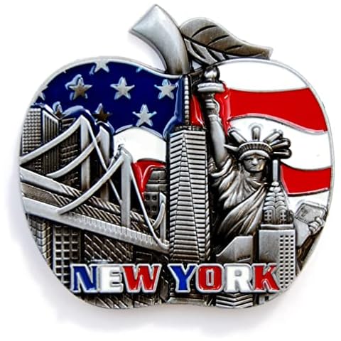 Color May Vary. Big Apple New York Souvenir Metal Fridge NY Magnet - Brooklyn Bridge,Chrysler Building,Statue of Liberty,Empire State Building NYC Metal Magnet (Pack 1) Cover