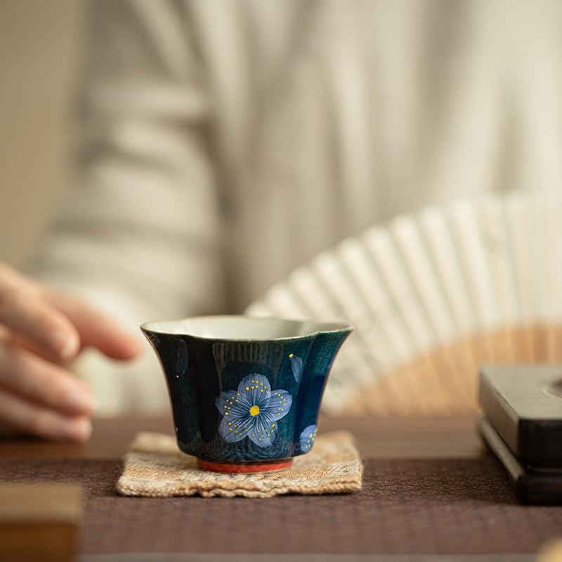 Tea Cup Hand-Painted Pink Plum Blossom, Host, Flower Mouth, Ceramic Exquisite Kung Fu Soaking Container