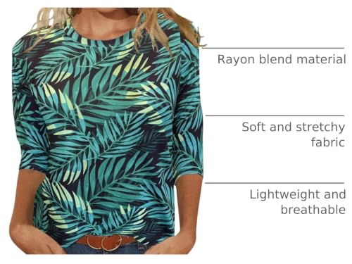 Image of JomeDesign Womens Tops 3 /4 Sleeve Shirts Round Neck Loose Casual Blouses Floral Print Tshirts