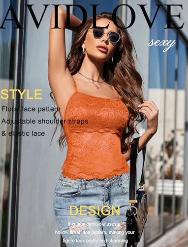 Image of Avidlove Womens Camisole Lace Spaghetti Strap Tank Top Tube Slim Basic Cami Tops