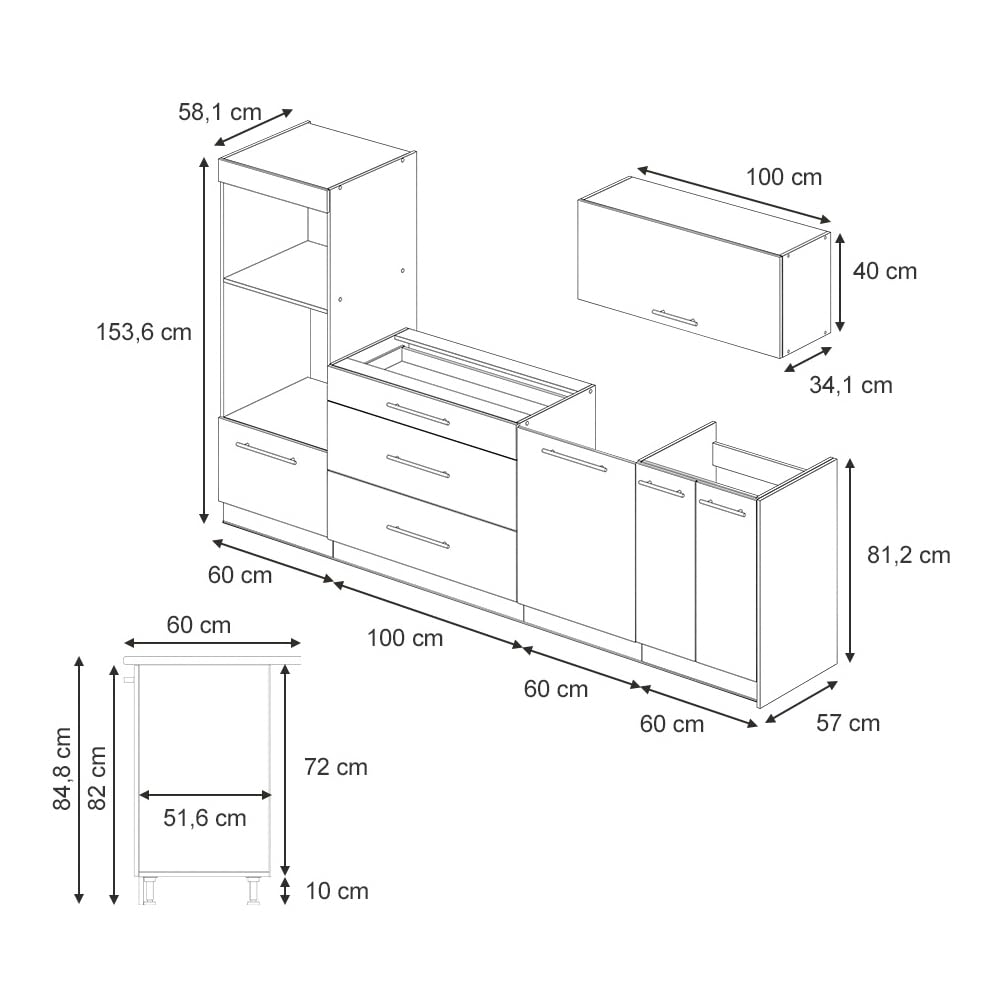 Vicco Cucina componibile Fame-Line Antracite country/Rovere 280 cm