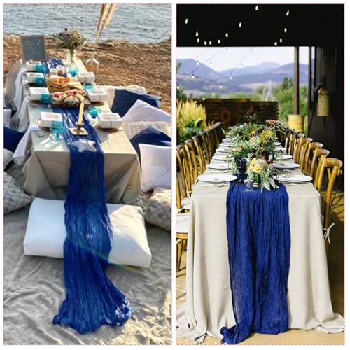 6 Pack Royal Blue Cheesecloth Table Runner 35x120 Inch Gauze Rustic Boho Table Runner 10FT Cheese Cloth for Wedding Decor Birthday Party Bridal Baby Shower Table Decoration by CKIKU - Used condition - Image 6