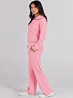 Vista 3 de ANRABESS Women 2 Piece Outfits Sweatsuit Set 2023 Fall Oversized Half Zip Sweatshirt Wide Leg Sweatpant Lounge Set Tracksuit