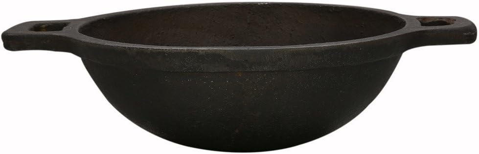 Rustik Craft Cookware Cast Iron Kadai/Wok for Cooking/ 2100 Grams/Length-9 & Height- 3.25 Inch/Dia- 5.5 mm…
