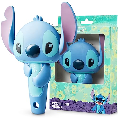 Disney Stitch Gifts for Girls Detangler Brush Wet or Dry Hair Gentle Styling Brush with Soft Bristles Fun Beauty Accessory Gifts for Women Teens (Blue Stitch 3D)