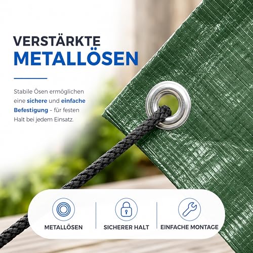 2x2 m Plane & Schutzplane grün - Gartenplane & Allzweckplane wasserdicht - 200 g/m² grün… – Ansicht 5