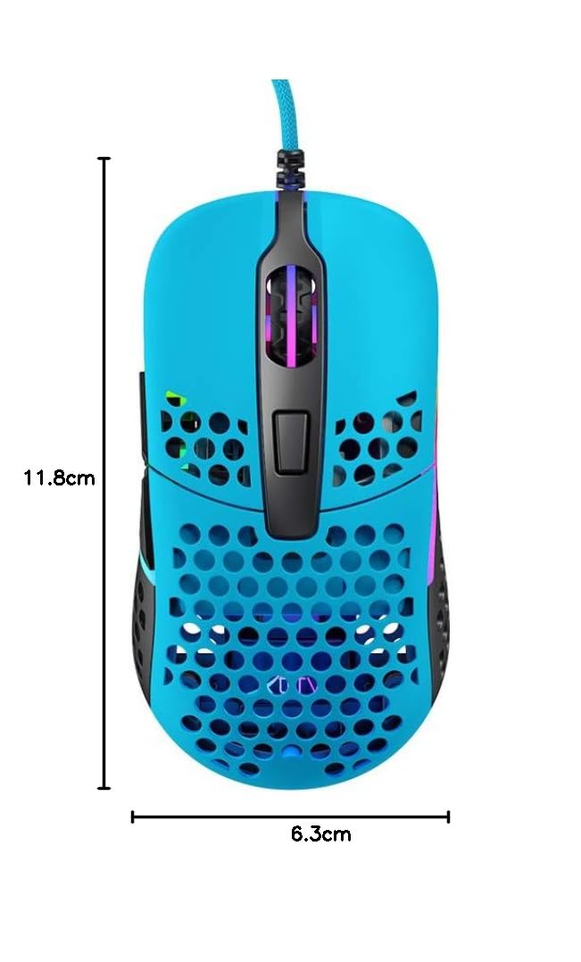 Xtrfy M42 RGB, souris filaire de gaming ultralégère, capteur 3389 Pixart ultramoderne, boîtier modulaire (2 dimensions incl.), rétro-éclairage RGB réglable, Miami Blue Edition