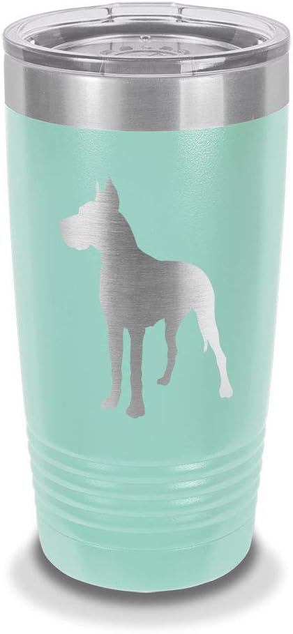 Great Dane 30 oz Laser Engraved Polar Camel Stainless Steel Vacuum Insulated Tumbler w/Clear Lid dog canine pet - Customizable - Stainless Steel