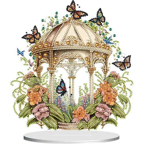 Garden Bird Cage Diamond Painting Kit for Adults Beginners, 5D DIY Acrylic Tabletop Ornament with Special Shaped Rhinestones, Craft for Home Decor (Single Sided)