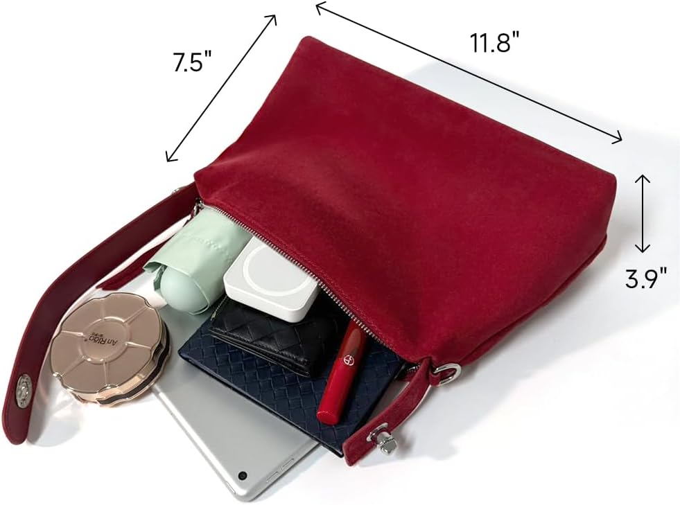 VAKAER Suede Tote Bag for Women, Suede Leather Crossbody Bag with Adjustable Strap Nubuck Shoulder Satchel Hobo Purse - Image 5