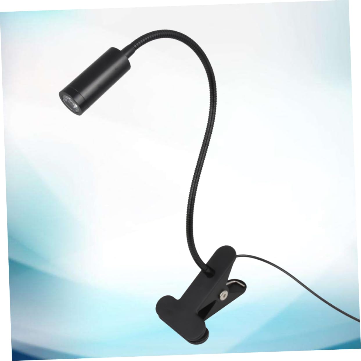 LED Lectura Lámpara de Clip USB 3W Tubo Flexible Cuello de Cisne Foco de Trabajo Luz de Taller Negro, Dirección Ajustable
