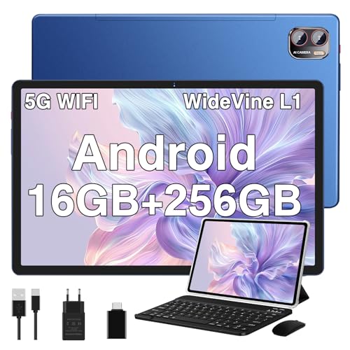 MEBERRY Tablet 2K Bildschirm 16GB RAM + 256GB ROM + TF 2TB Octa-Core / 2000 x 1200 Pixels / 8600 mAh / 5MP + 13MP / 5G WLAN/Bluetooth 5.0, mit Maus Tastatur Blau