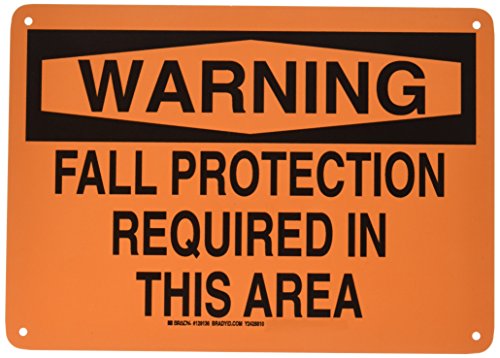 Protection contre les chutes requise panneau Brady 129136 signalisation orange