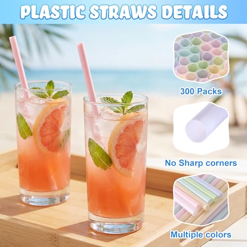 Pitillos plásticos coloridos 10" jumbo 300 pcs miniatura 3