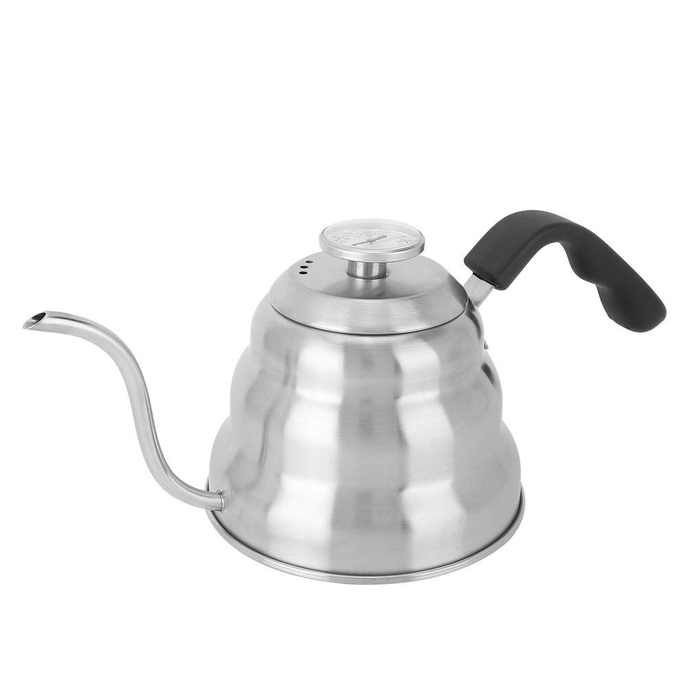 Restokki Stainless Steel Coffee Water Tea Pot Thermometer Non Slip Handle Narrow Mouth Ergonomic Design Large Capacity