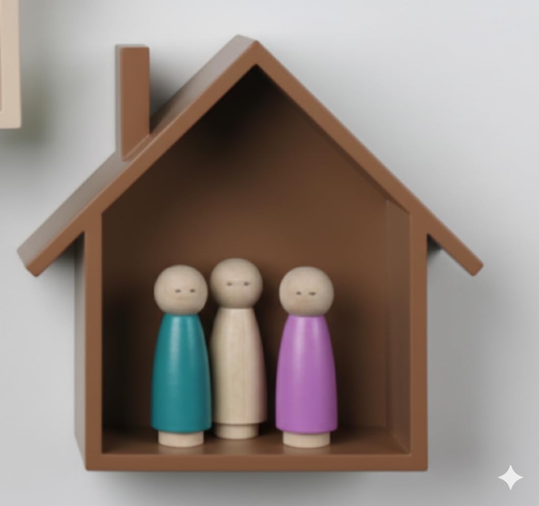 House Shaped Floating Wall Shelf | Wooden Wall Mounted Decorative Shelf for Living Room, Bedroom, Office, Plants, Showpieces & Modern Home Decor (Brown hut)-picture-20