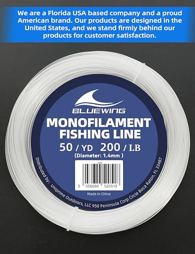 Image of BLUEWING Monofilament Fishing Line Clear Mono Fish Wire Thin Diameter String 6-400 lbs, 50-3000 Yards