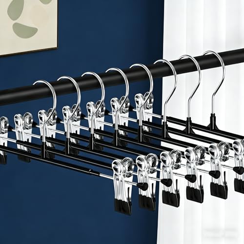 Niulab 10 Stück Metall Hosenbügel Kleiderbügel mit rutschfest Clips 30cm Rostbeständig Rockbügel Hosenbügel Platzsparend für Hosen Shorts Rock Socken Unterwäsche