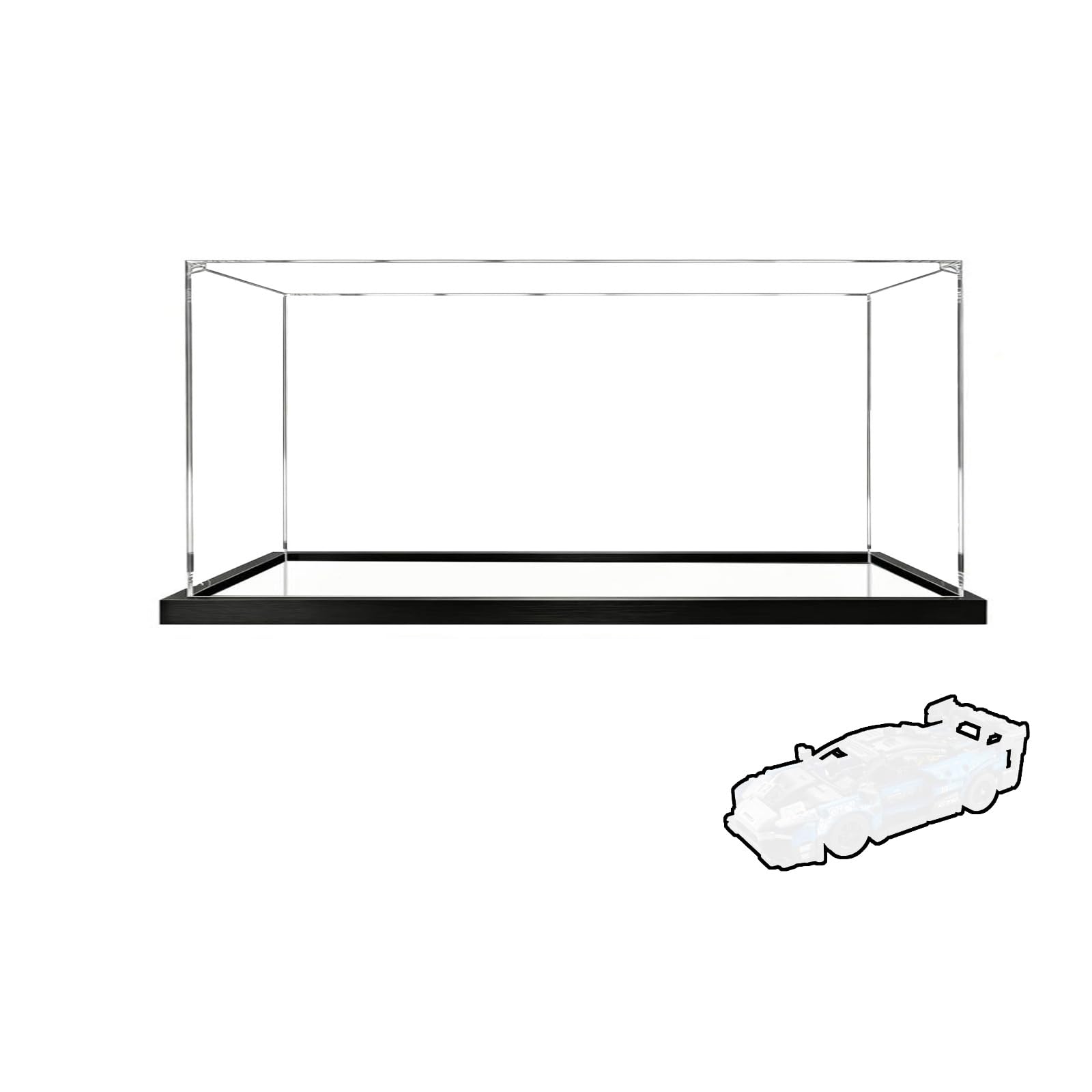 Acrylic Display Case for Lego 42123 Racing Model, Dustproof Clear Storage Box, UV Protection Display Box Compatible with 42123(Model Not Included) (2mm-Mirror Base)