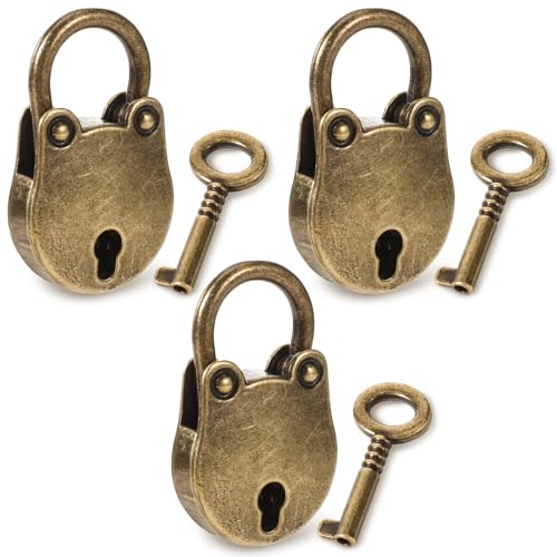 3 Stücke Mini-Vorhängeschloss Im Antiken Vintage-Stil, Vorhängeschloss Antik Kofferschloss Mit Schlüssel Mini-Bronze Antikes Archaize-Vorhängeschlos Für Tagebuch Schmuckschatulle