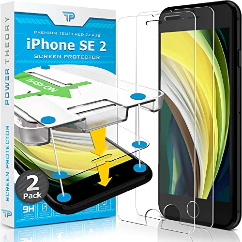Power Theory Protector Pantalla para iPhone SE 2020 [2 piezas] Cristal Templado Ultrafino (0.33mm), Vidrio Ultraresistente (Dureza 9H) con Kit de Instalación anti Burbujas