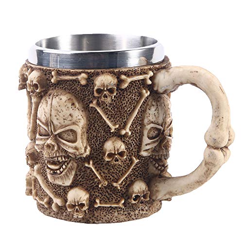 VOANZO Tazza da caffè con Teschio in Metallo con Manico Boccale da Birra con Teschio per Uomo Regalo per la Festa del papà