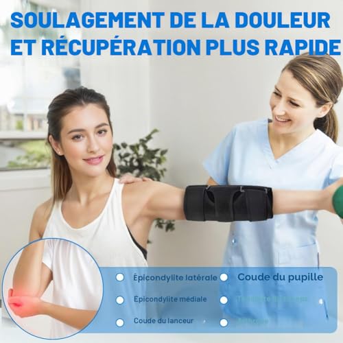 flintronic Coudiere Tendinite, Attelle de Coude Réglable, Orthèse du Coude du Nerf Cubital, avec Attelles Métalliques Amovibles, Appliquer à Tendinite, Coude de Tennis, Adapté Bras Gauche et Droit – vue 4