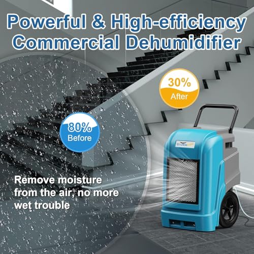 Image of ALORAIR 190 Pints LGR Commercial Dehumidifier with Pump & Drain Hose, Up to 2,600 Sq.Ft, Portable Industrial Dehumidifiers with Handle, Water Damage Restore, Basement, Garage