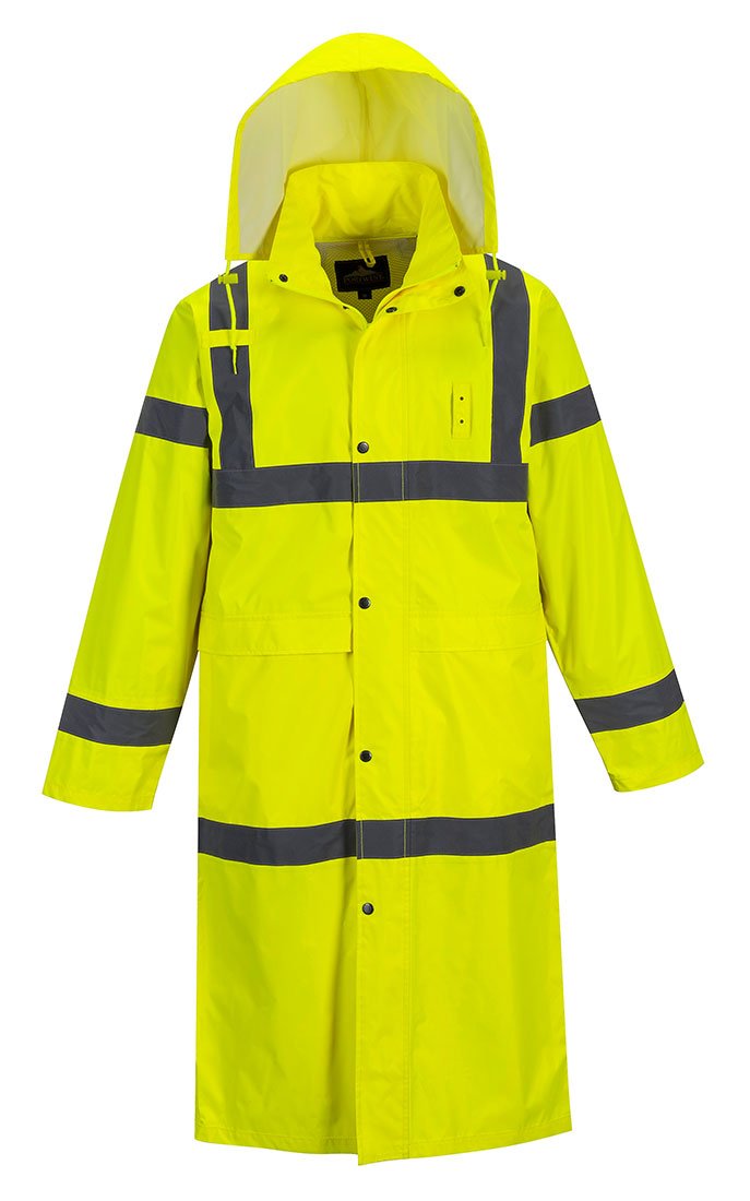 Portwest Hi-Vis Classic Raincoat 48 Viz Safety Visability Work Rain Jacket ANSI 3, Yellow, 5X-Large