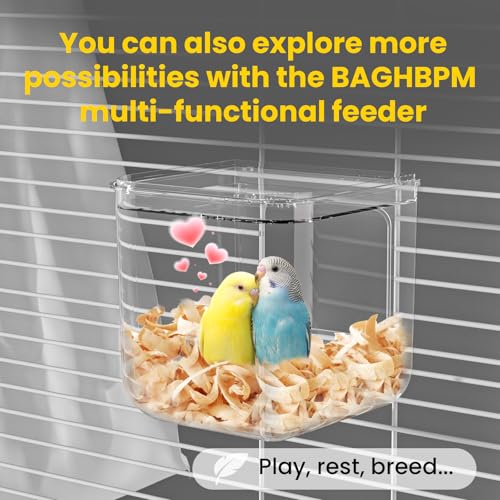 BAGHPBM No Mess Automatic Bird Feeder,Multifunctional Parrot Seed Feeders,Transparent Seed Food Container,Bird Cage Accessories for Canaries Budgies Lovebirds Conures Cockatiels by BAGHPBM - Image 8