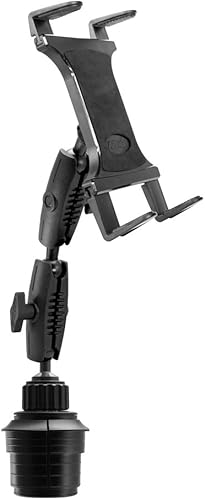 ARKON Mounts - Soporte para tablet de agarre delgado con soporte doble robusto para taza de automóvil, soporte universal para tableta, soporte