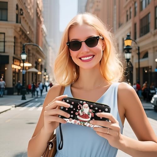 Image of Bulopur Christmas Wallet for Women Rfid Blocking Zip Around Wristlet Wallet for Ladies PU Leather Waterproof Travel Wallet Passport Holder Ladies Handbags Gifts for Her, Santa Claus