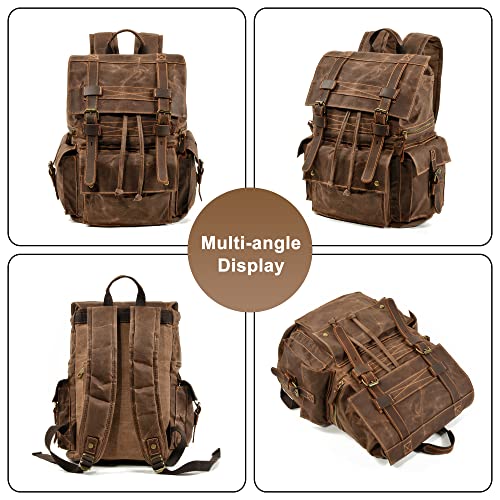 Canvas Vintage Backpack for Men Women, Casual Daypack Large Capacity for Travel Hiking Camping Weekends Rucksack2