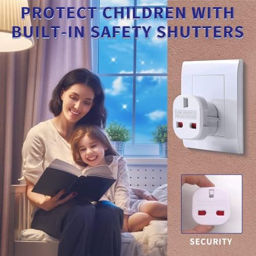 2 PACKUK to European Plug Adapter,plug adapter Round 3 Pin to 2 Pin Type G to Type C,E,F,for Spain, France, Italy, Netherlands, Greece, Germany, Turkey. Asia (White)